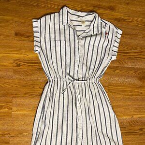 japna women's juniors blue & white striped top dress button up size small